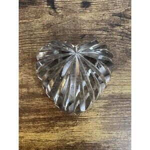 Clear Crystal Cut Glass Heart Paperweight Office Stationary 3x3